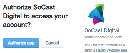 Authorize SoCast Twitter App
