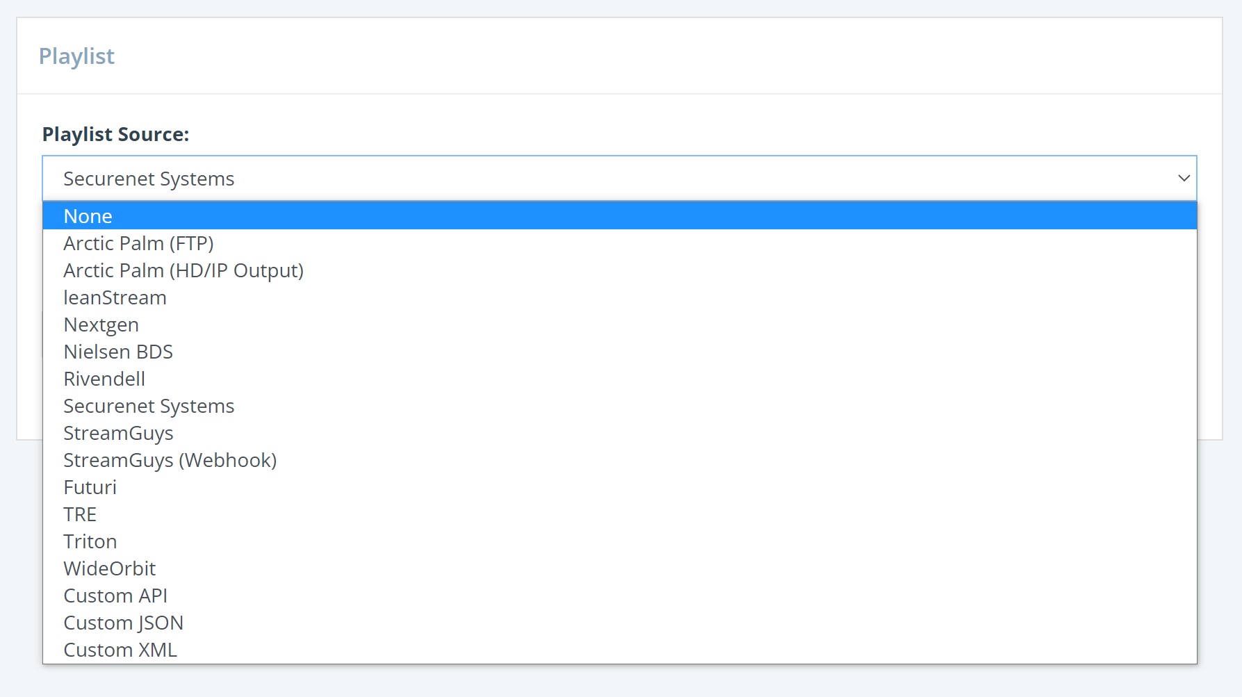 SoCast Playlist Settings Screenshot